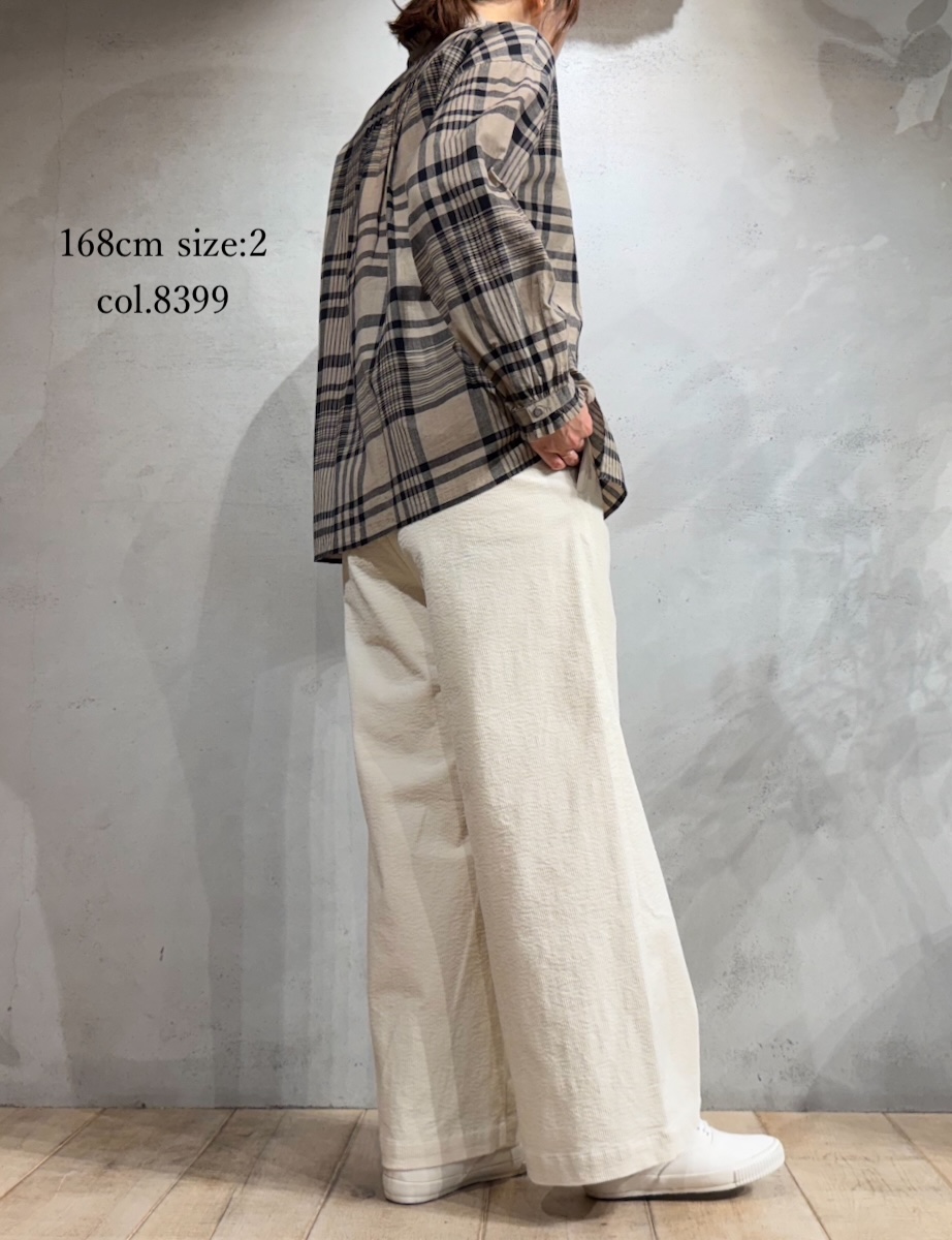 INMDS25731(シャツ) HANDWOVEN HEAVY COTTON CHECK FRILL COLLAR BACK PINTUCK SHIRT