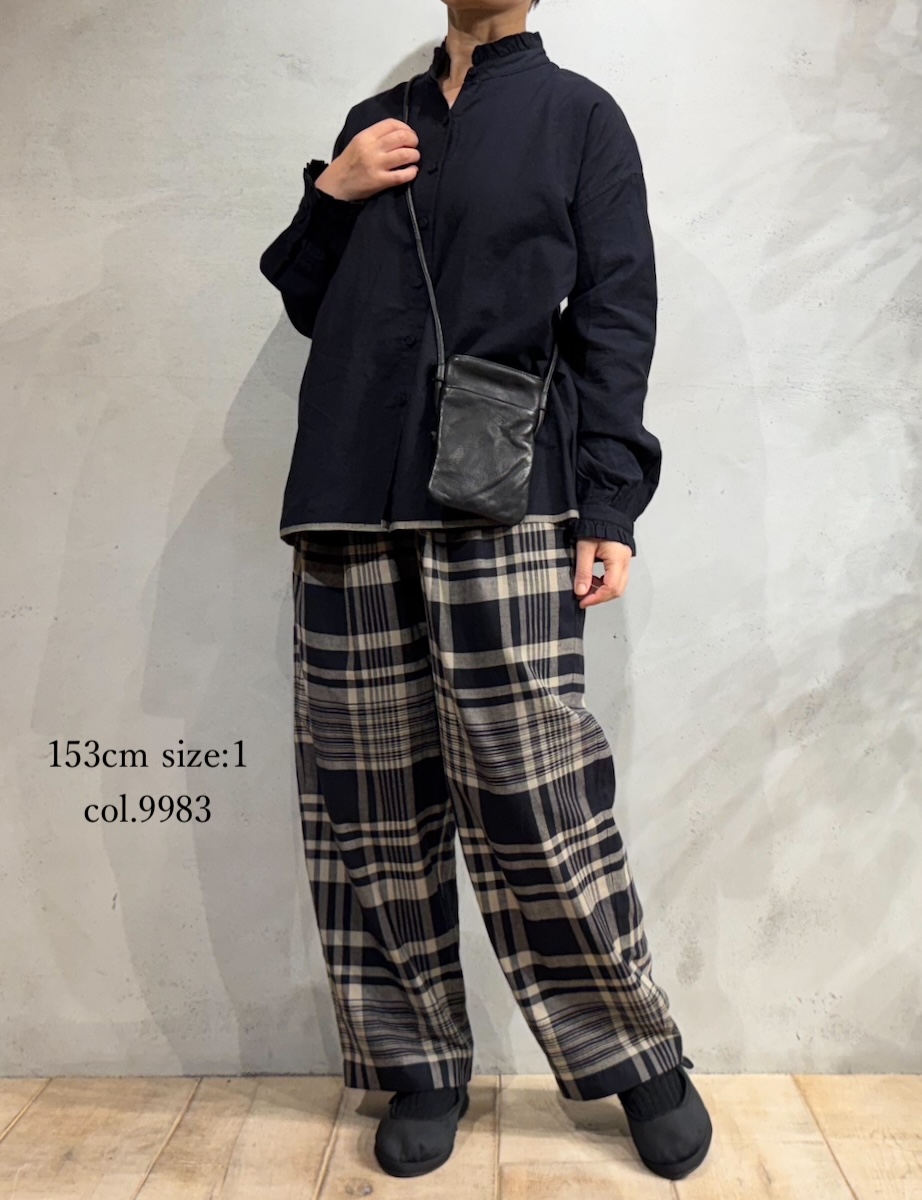 INMDS25735(パンツ) HANDWOVEN HEAVY COTTON CHECK 2TUCK TAPERED EASY PANTS
