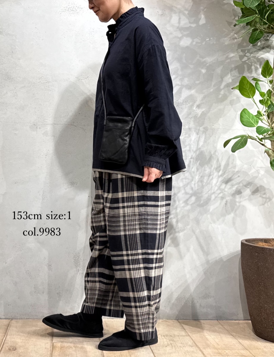 INMDS25735(パンツ) HANDWOVEN HEAVY COTTON CHECK 2TUCK TAPERED EASY PANTS