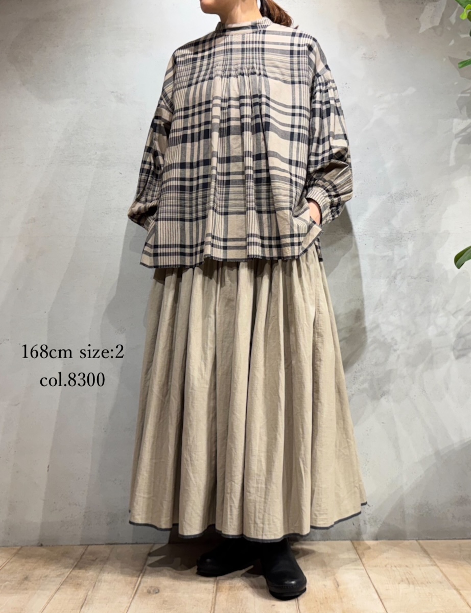 INMDS25725(スカート) HANDWOVEN HEAVY COTTON PLAIN FLARED SKIRT WITH PINTUCK