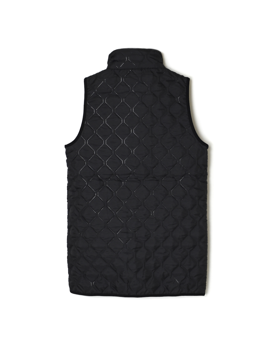NAM2551(ベスト) PLAIN POLYESTER×FREECE HEAT QUILT HIGH-NECK FULL DOUBLE ZIP-UP REVERSIBLE LONG VEST