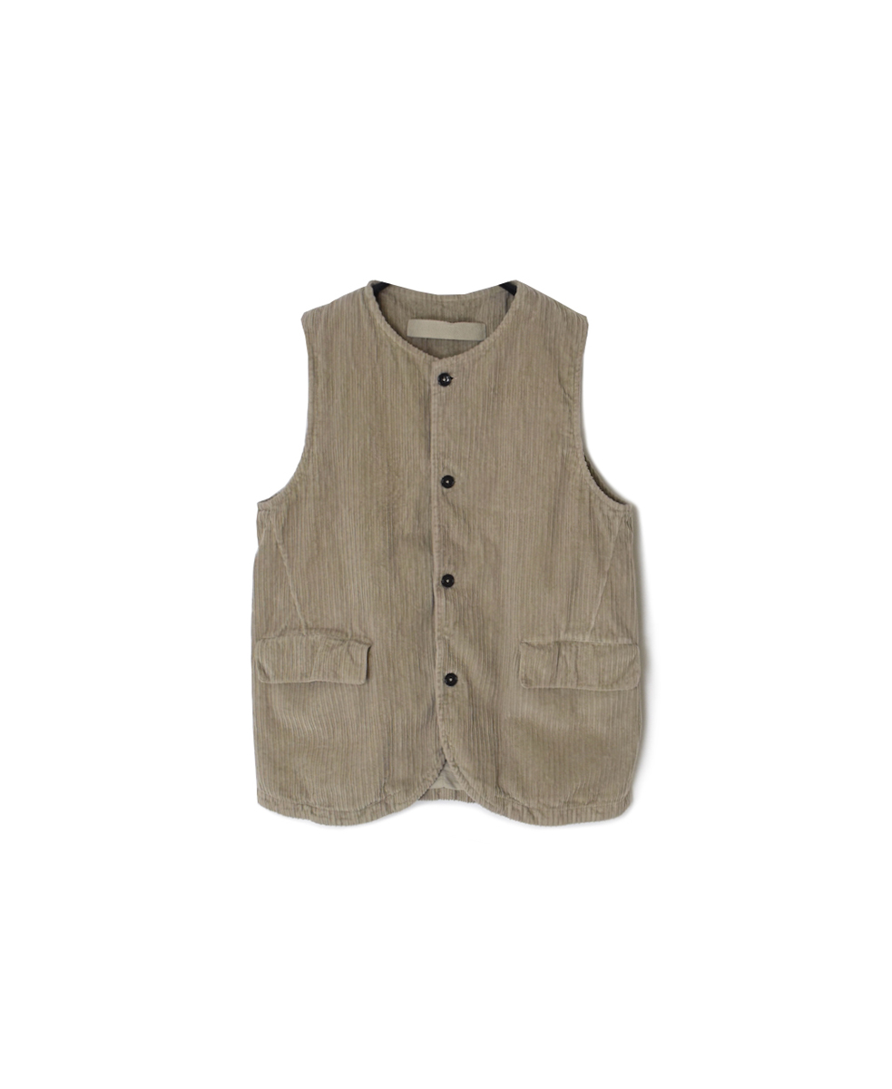 NVL2562D(ベスト)WIDE&NARROW WALE CORDUROY(OVERDYE) 60'S ORGANIC CAMBRIC NO COLLAR VEST
