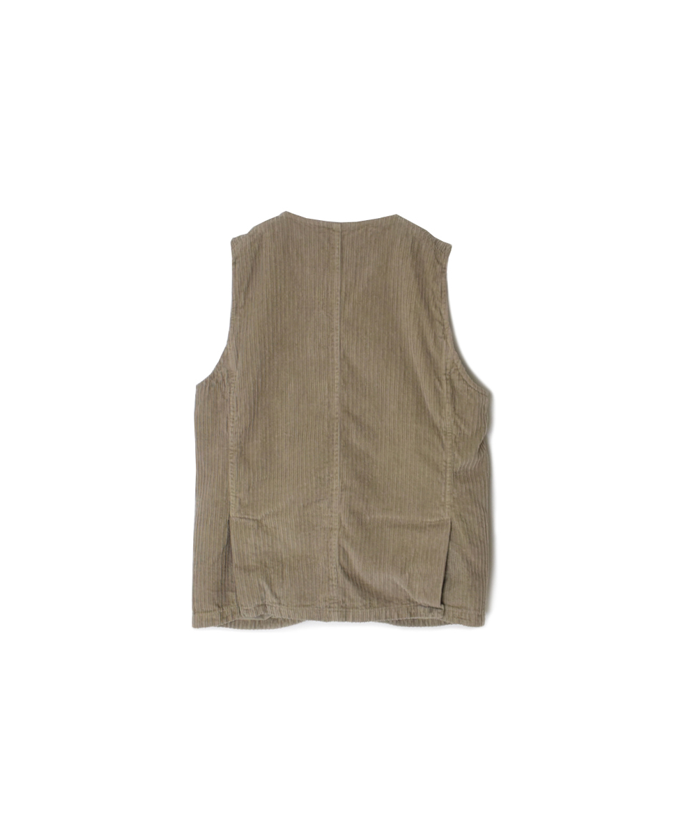 NVL2562D(ベスト)WIDE&NARROW WALE CORDUROY(OVERDYE) 60'S ORGANIC CAMBRIC NO COLLAR VEST