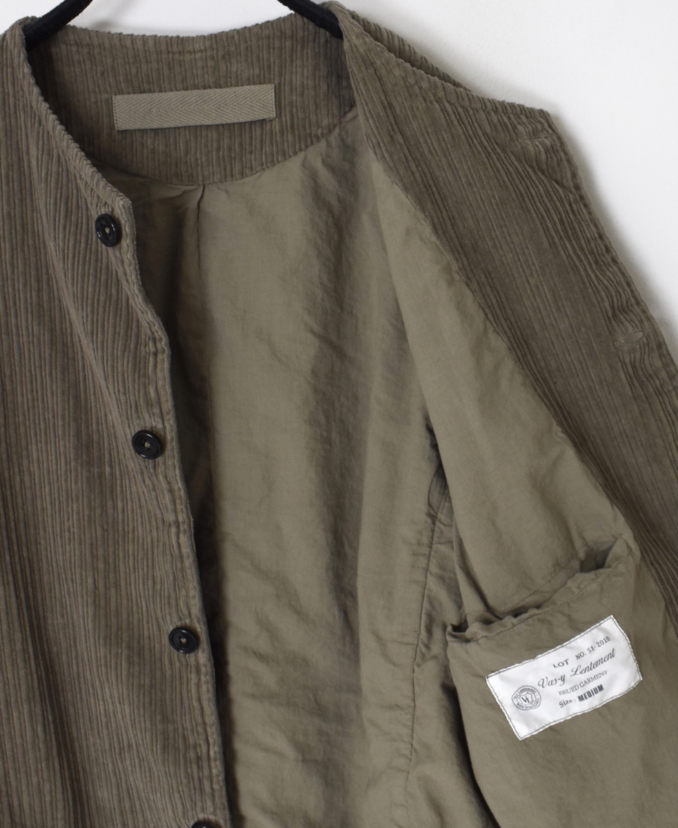 NVL2561D(ジャケット)WIDE&NARROW WALE CORDUROY(OVERDYE) 60'S ORGANIC CAMBRIC SIDE VENTS NO COLLAR JACKET
