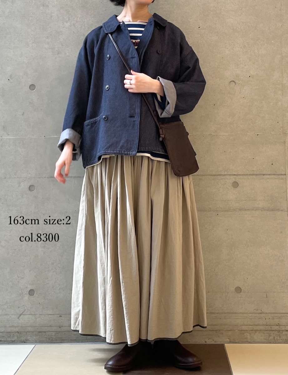 INMDS25725(スカート) HANDWOVEN HEAVY COTTON PLAIN FLARED SKIRT WITH PINTUCK