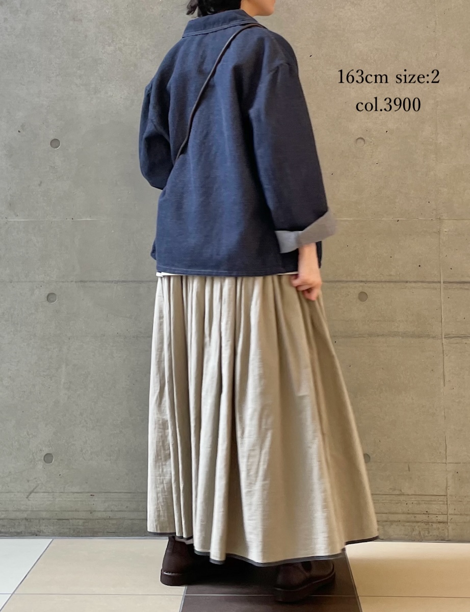 ISNAM2571(ジャケット) WOOL COTTON TWILL ROUND COLLAR DOUBLE JACKET