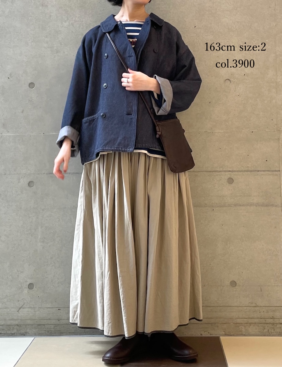 ISNAM2571(ジャケット) WOOL COTTON TWILL ROUND COLLAR DOUBLE JACKET
