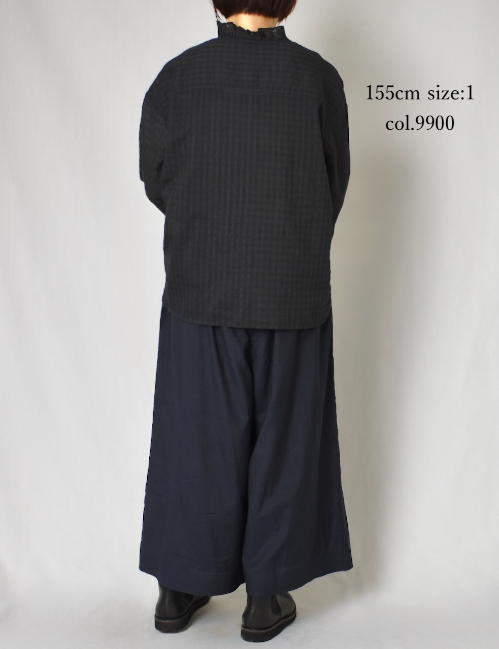 INMDS25712(シャツ) HANDWOVEN COTTON/SILK SELF CHECK FRILL COLLAR SHIRT