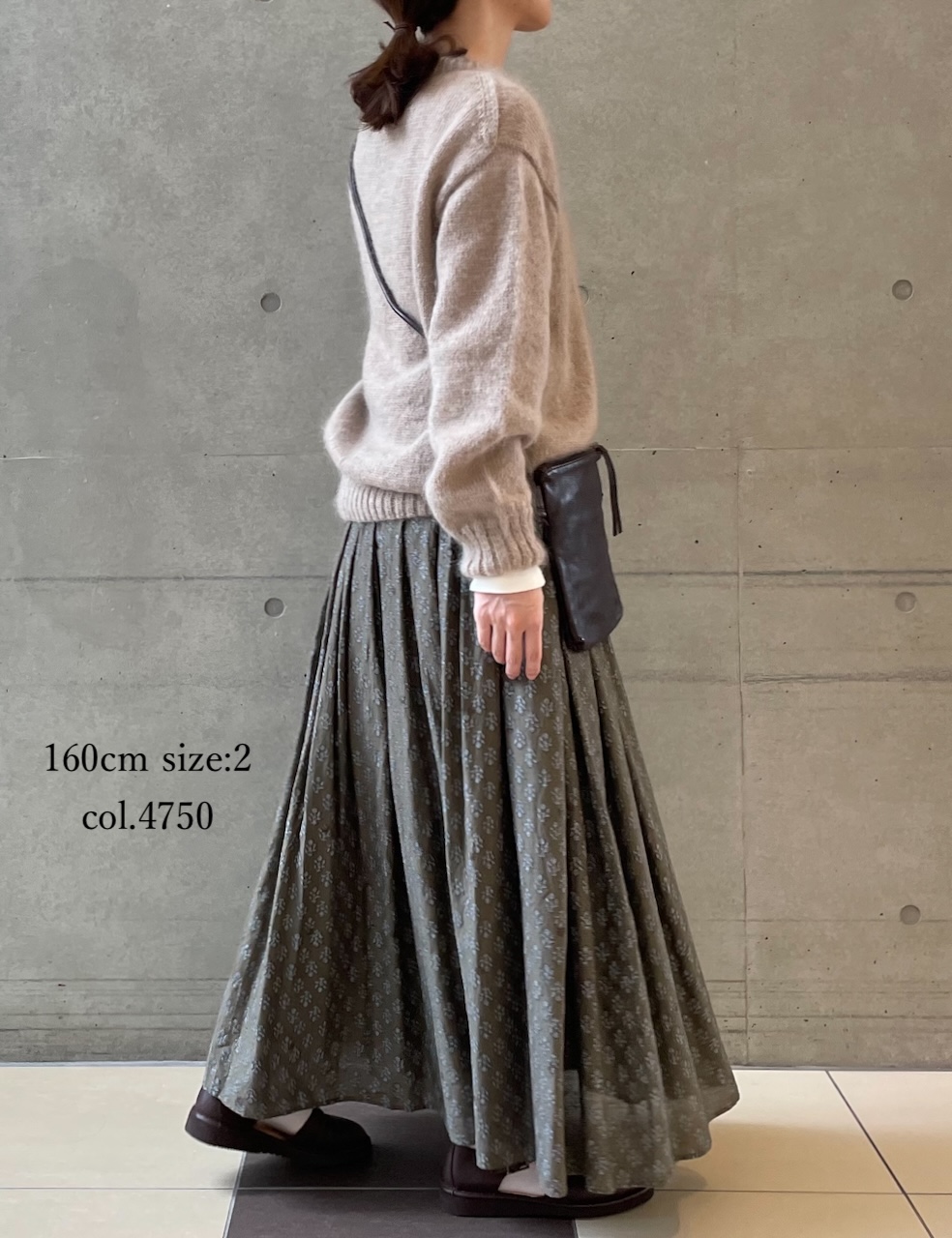 NMDS25555(スカート) 80s COTTON VOILE FLOWER BLOCK PRINT RAJASTHAN TUCK GATHERED SKIRT WITH LINING