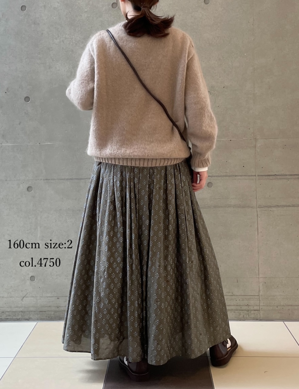 NMDS25555(スカート) 80s COTTON VOILE FLOWER BLOCK PRINT RAJASTHAN TUCK GATHERED SKIRT WITH LINING