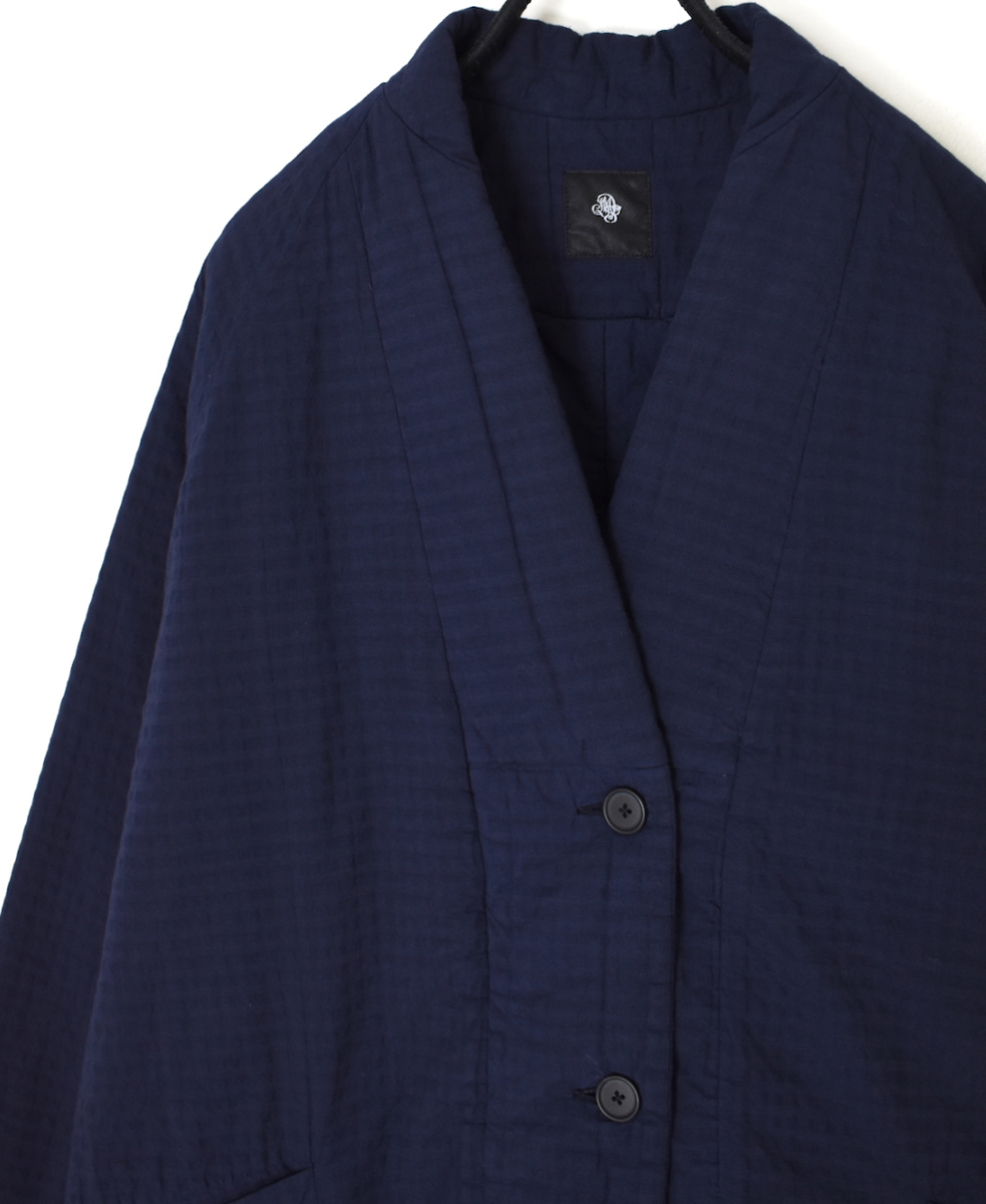 NMDS25562D(ジャケット) PADDED ORGANIC COTTON CHECK (OVER DYE) V-COLLAR JACKET