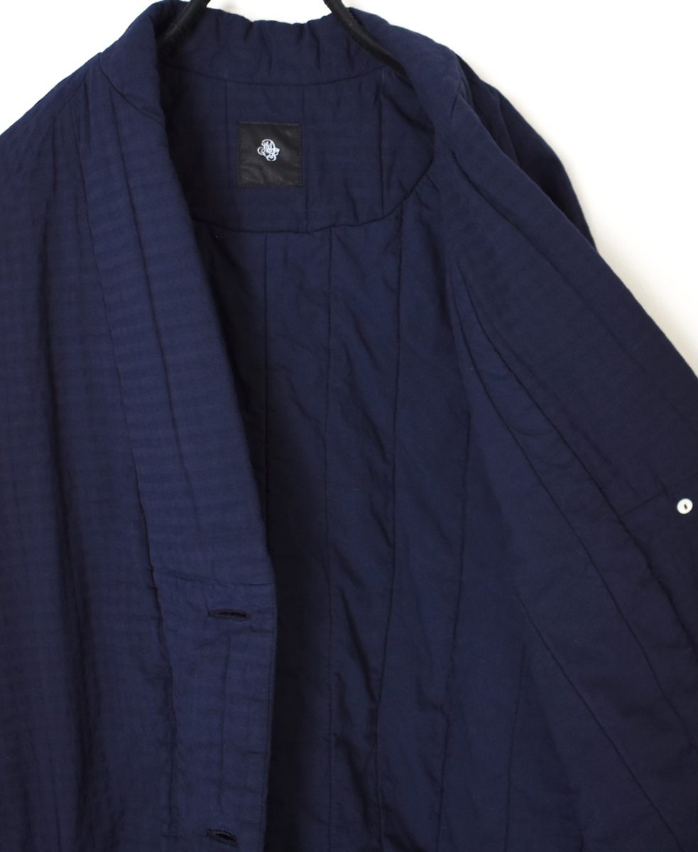 NMDS25562D(ジャケット) PADDED ORGANIC COTTON CHECK (OVER DYE) V-COLLAR JACKET