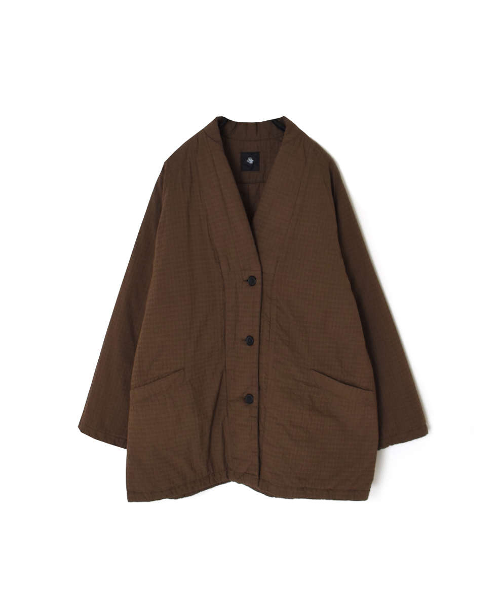 NMDS25562D(ジャケット) PADDED ORGANIC COTTON CHECK (OVER DYE) V-COLLAR JACKET