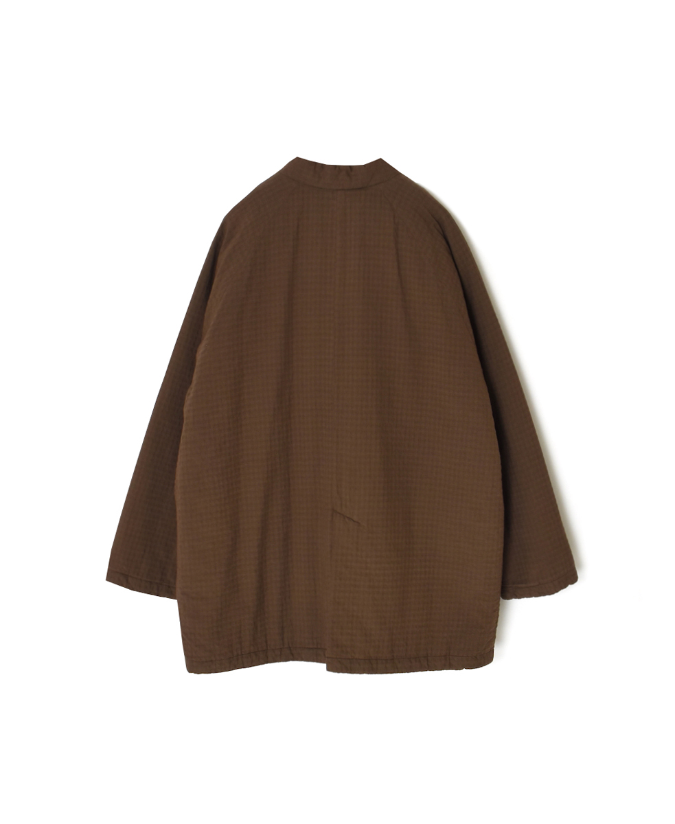 NMDS25562D(ジャケット) PADDED ORGANIC COTTON CHECK (OVER DYE) V-COLLAR JACKET