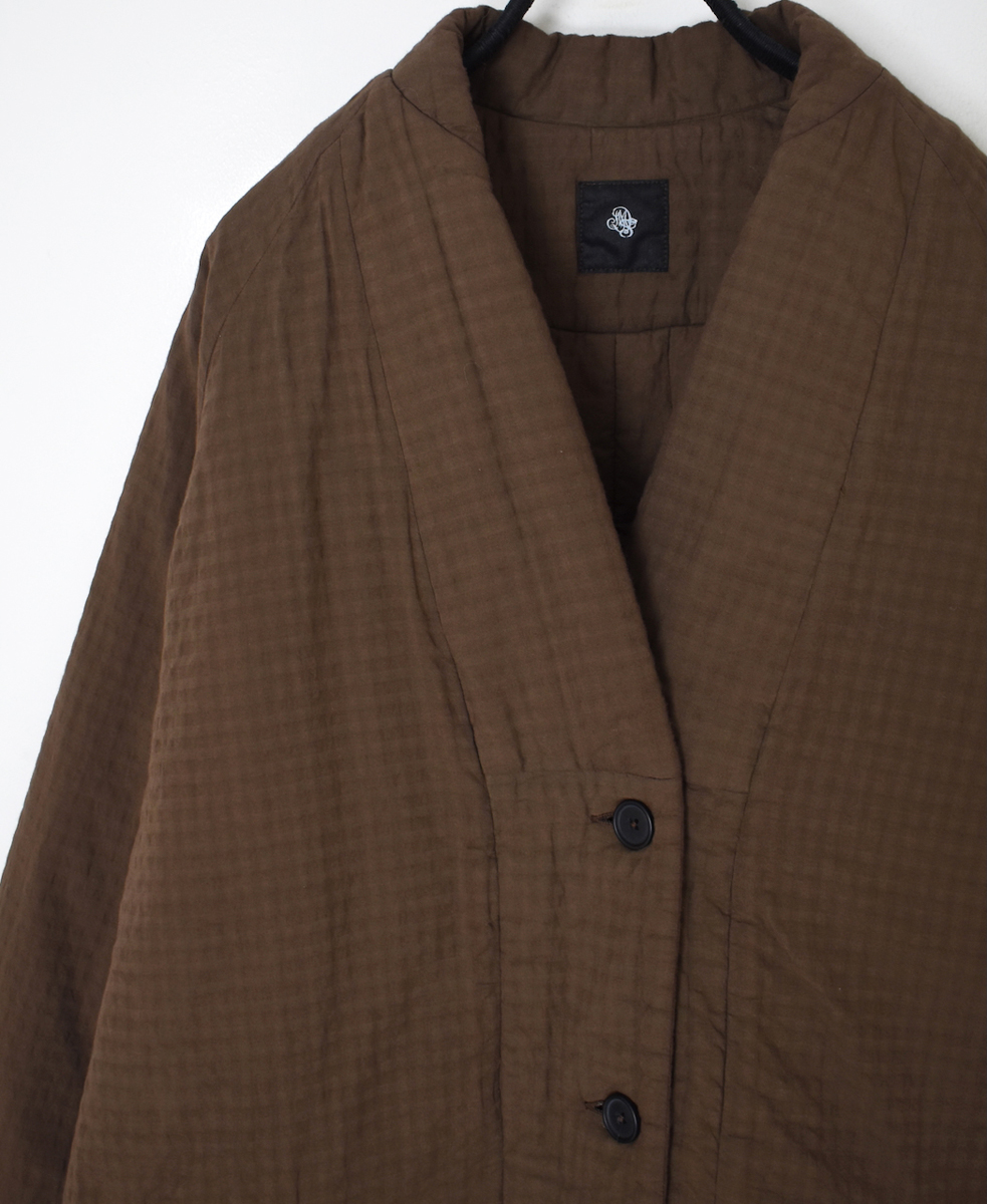 NMDS25562D(ジャケット) PADDED ORGANIC COTTON CHECK (OVER DYE) V-COLLAR JACKET