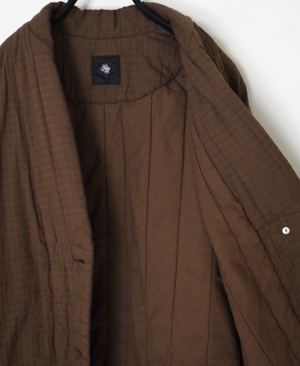 NMDS25562D(ジャケット) PADDED ORGANIC COTTON CHECK (OVER DYE) V-COLLAR JACKET