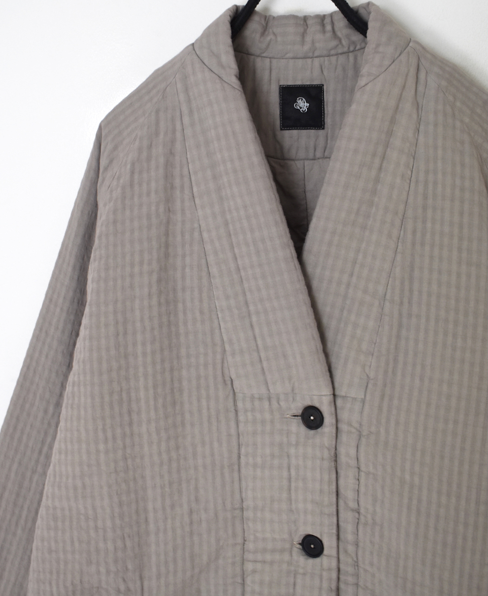NMDS25562D(ジャケット) PADDED ORGANIC COTTON CHECK (OVER DYE) V-COLLAR JACKET
