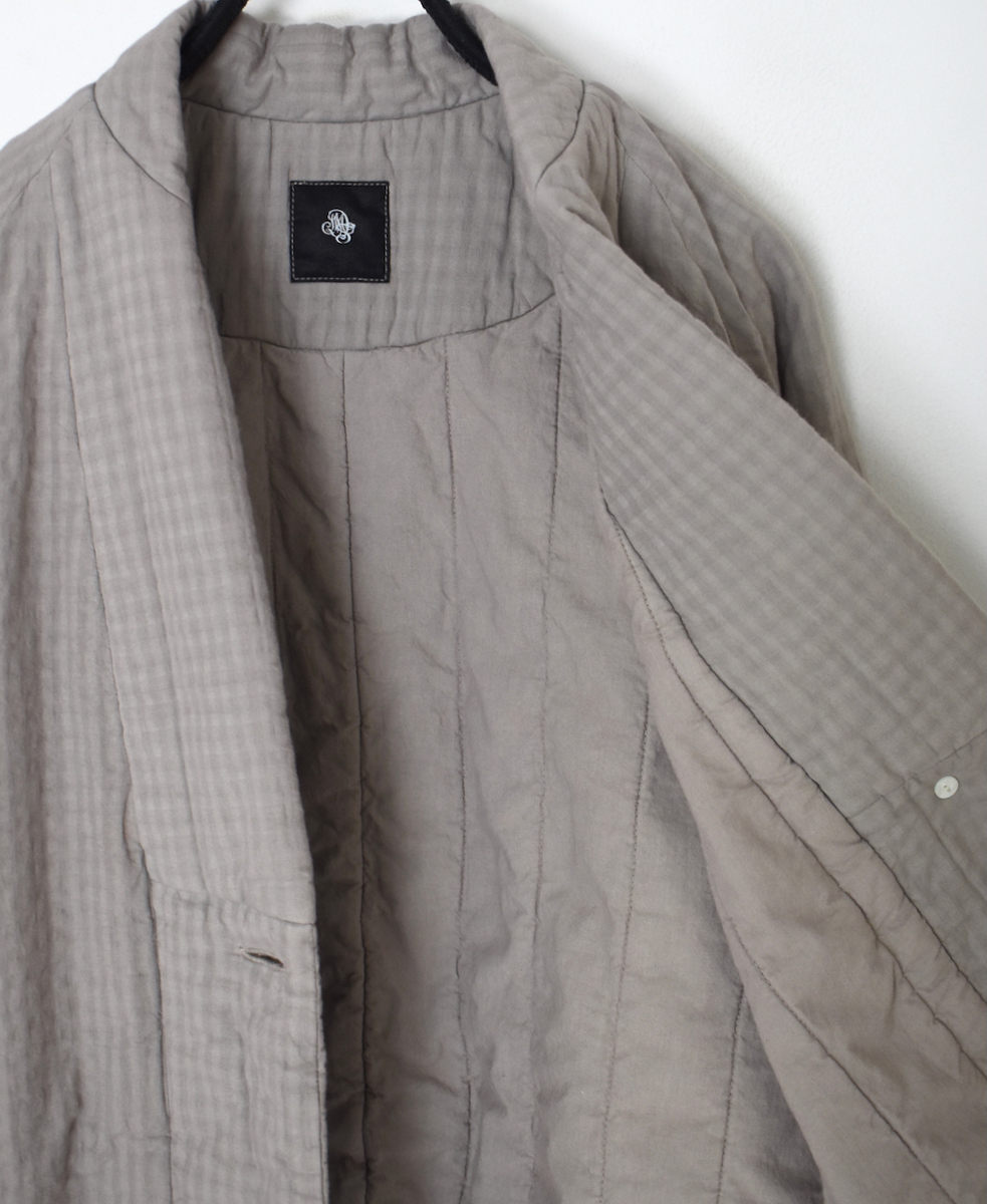 NMDS25562D(ジャケット) PADDED ORGANIC COTTON CHECK (OVER DYE) V-COLLAR JACKET