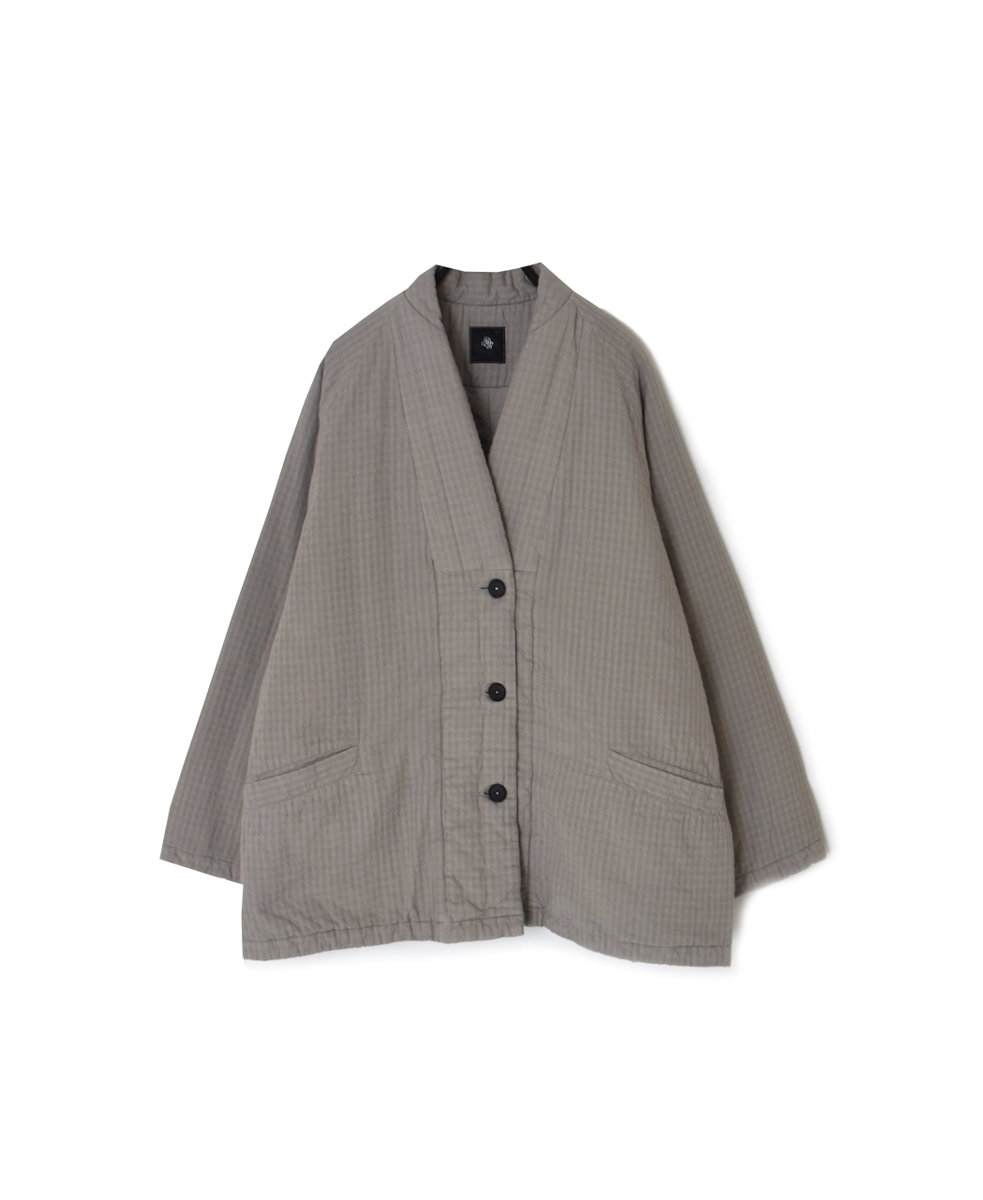 NMDS25562D(ジャケット) PADDED ORGANIC COTTON CHECK (OVER DYE) V-COLLAR JACKET