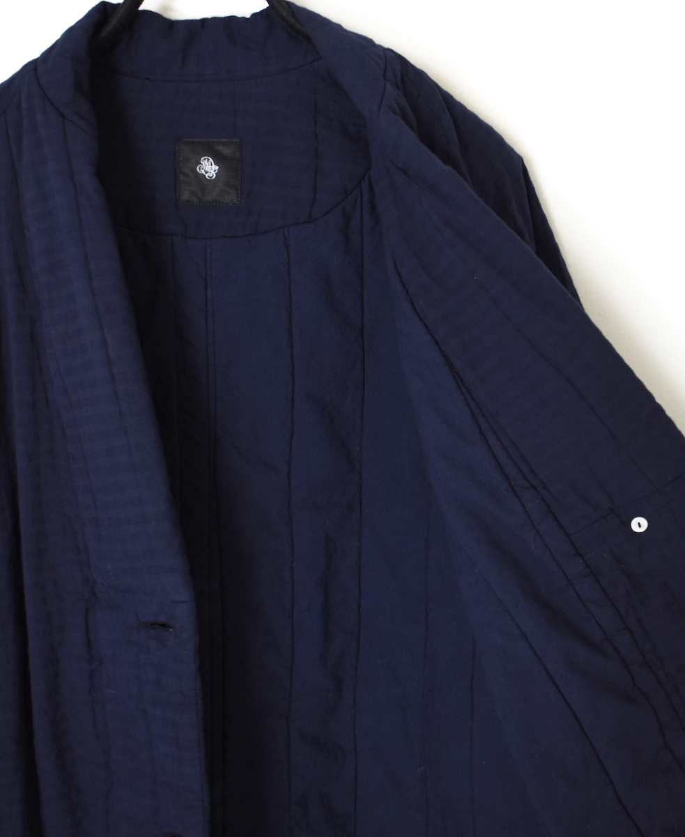 NMDS25561D(コート) PADDED ORGANIC COTTON CHECK (OVER DYE) V-COLLAR COAT