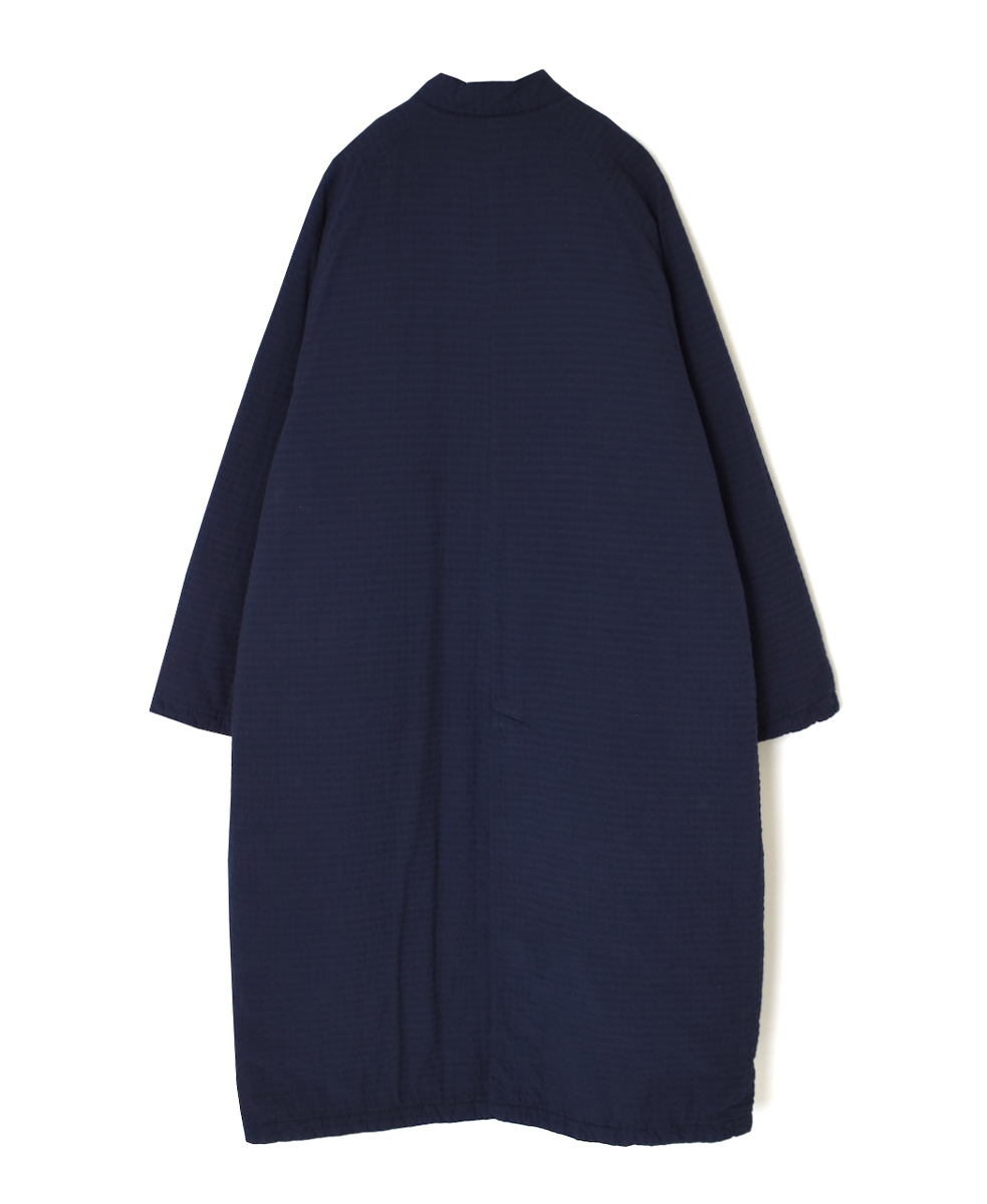 NMDS25561D(コート) PADDED ORGANIC COTTON CHECK (OVER DYE) V-COLLAR COAT