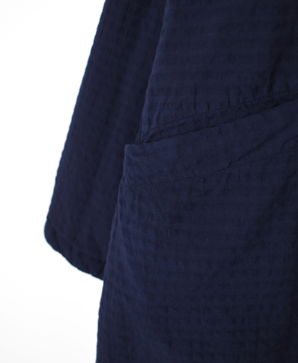 NMDS25561D(コート) PADDED ORGANIC COTTON CHECK (OVER DYE) V-COLLAR COAT