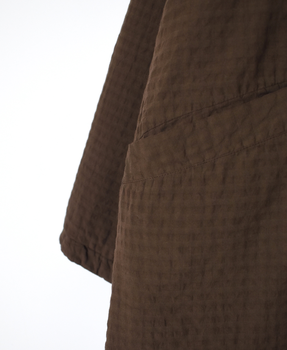 NMDS25561D(コート) PADDED ORGANIC COTTON CHECK (OVER DYE) V-COLLAR COAT
