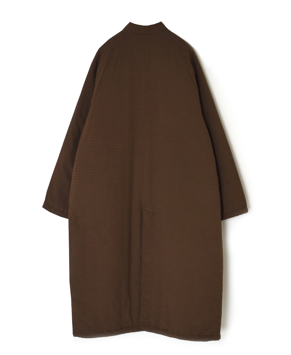 NMDS25561D(コート) PADDED ORGANIC COTTON CHECK (OVER DYE) V-COLLAR COAT