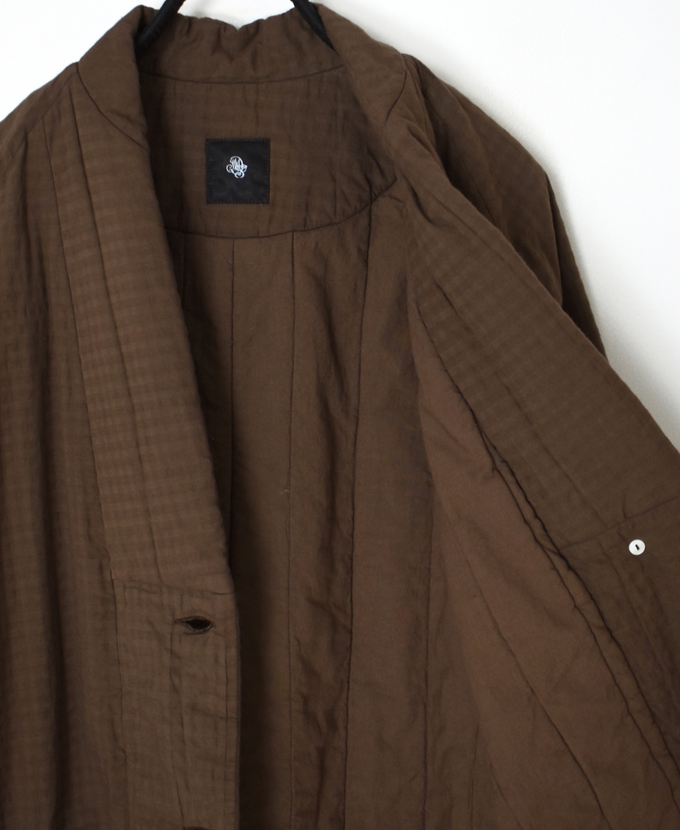 NMDS25561D(コート) PADDED ORGANIC COTTON CHECK (OVER DYE) V-COLLAR COAT