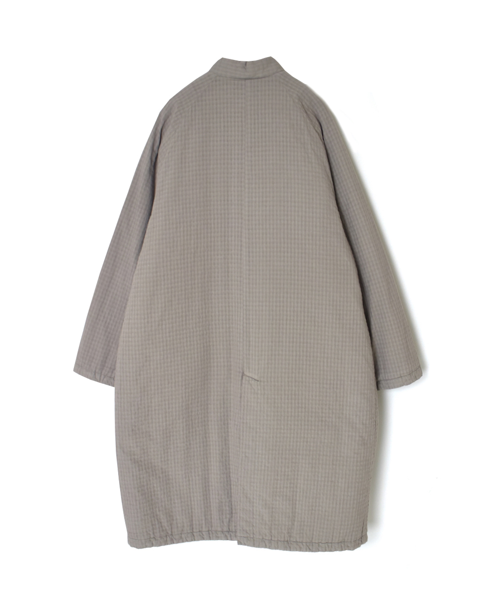NMDS25561D(コート) PADDED ORGANIC COTTON CHECK (OVER DYE) V-COLLAR COAT