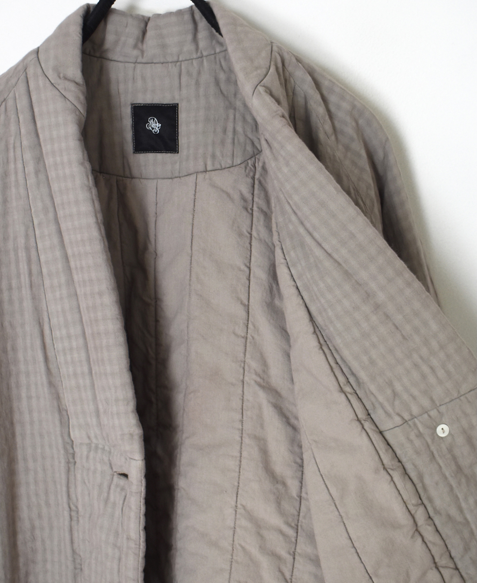 NMDS25561D(コート) PADDED ORGANIC COTTON CHECK (OVER DYE) V-COLLAR COAT