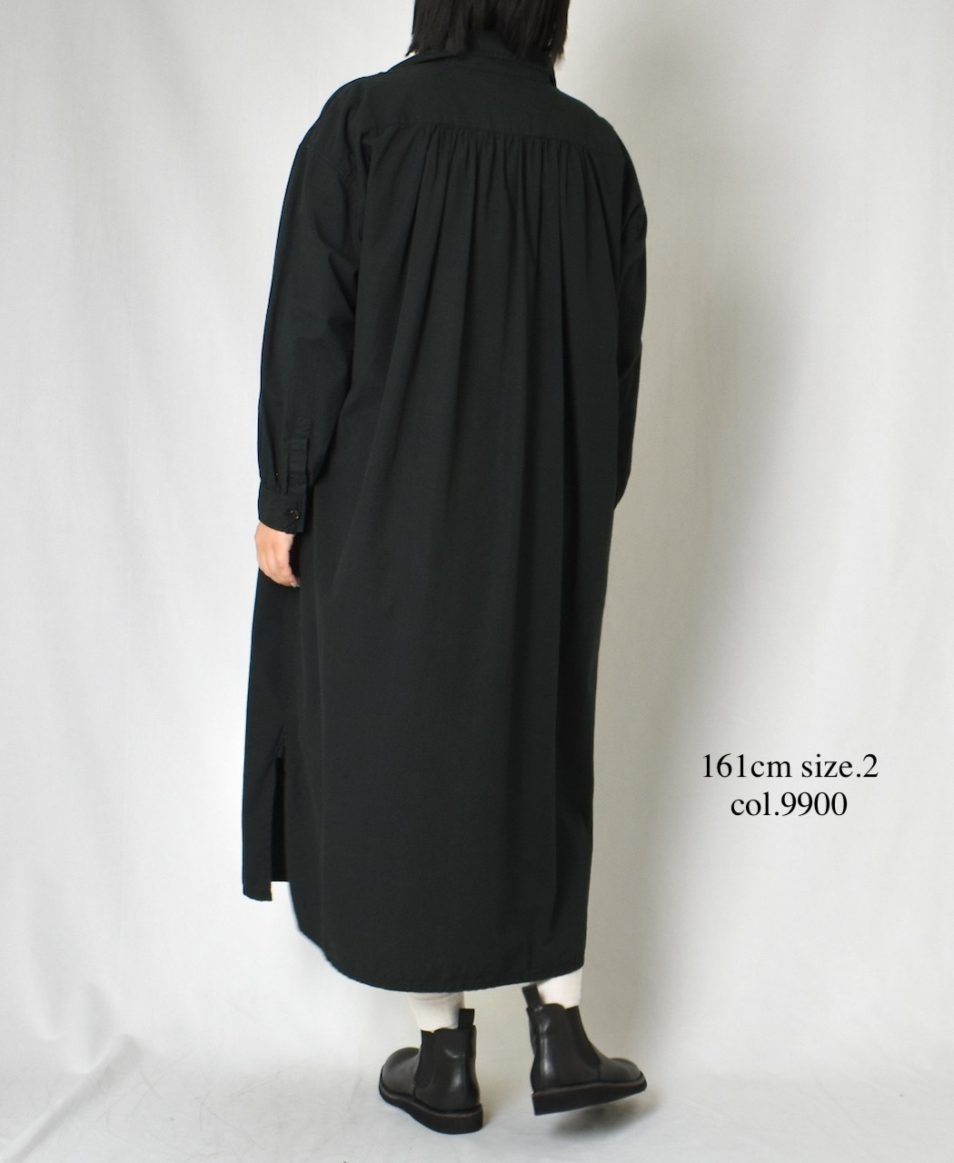 INAM2555PD(ワンピース) 40s POPLIN OVER DYE WORK GATHERED SHIRT DRESS