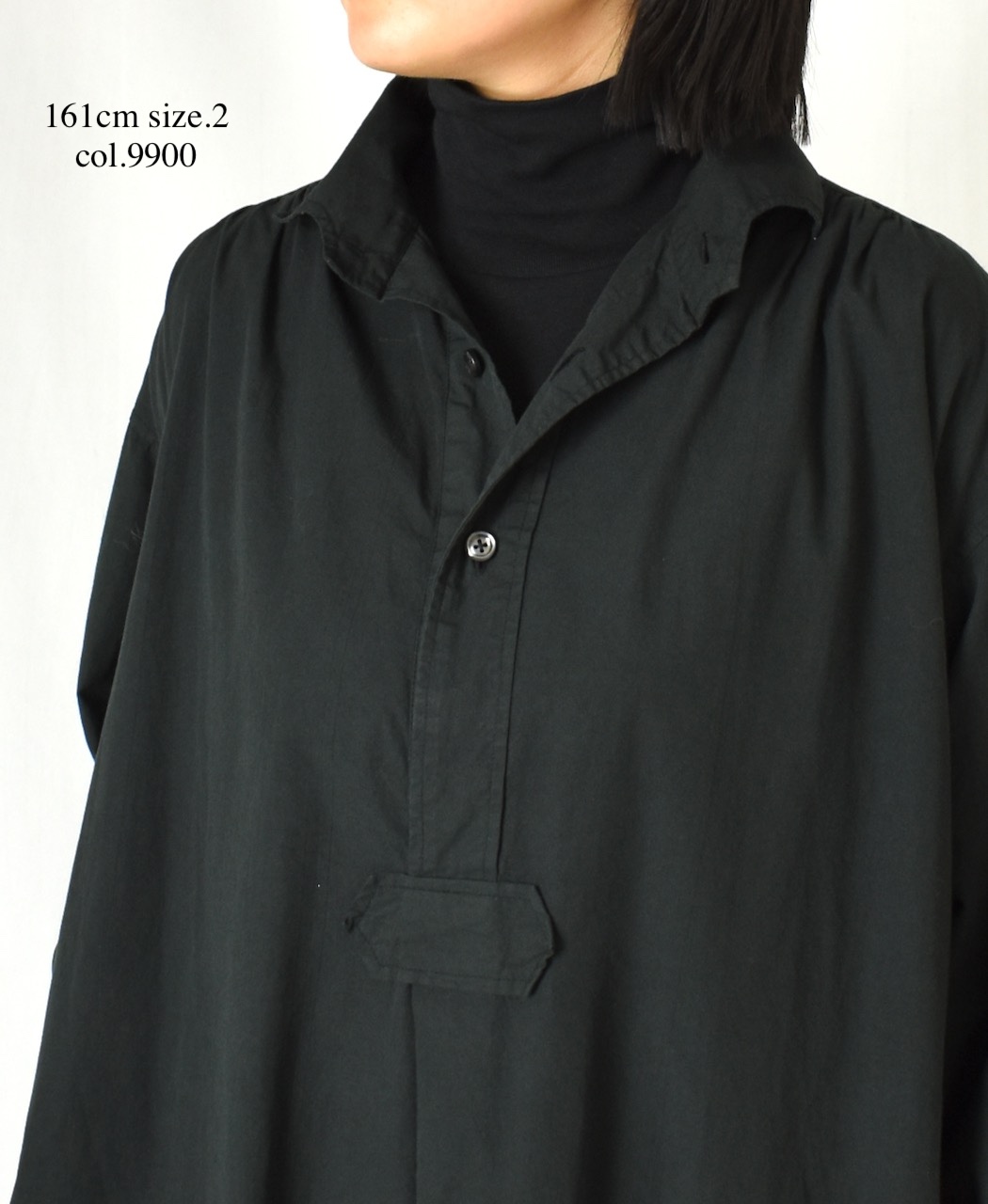 INAM2555PD(ワンピース) 40s POPLIN OVER DYE WORK GATHERED SHIRT DRESS