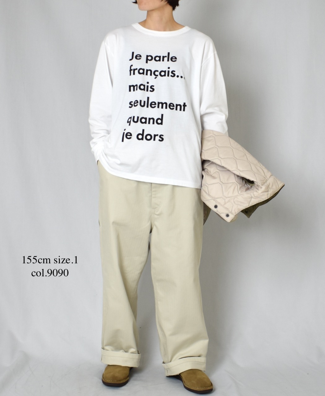 NFA2351P46(Tシャツ) "JE PARLE"COTTON JERSEY CREW NECK OVERSIZE L/SL T-SHIRT WITH CUFF