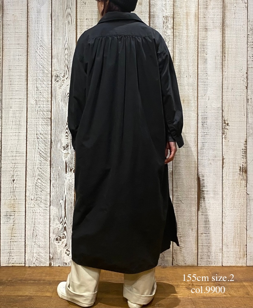 INAM2555PD(ワンピース) 40s POPLIN OVER DYE WORK GATHERED SHIRT DRESS