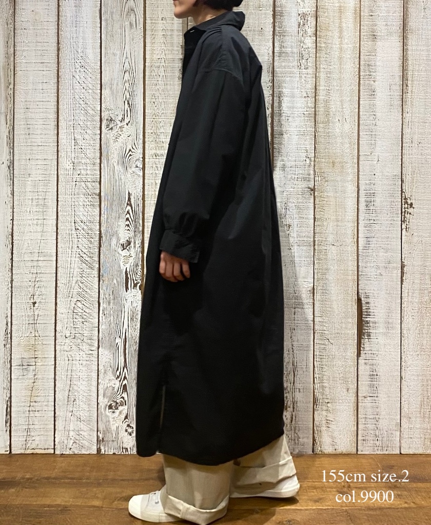 INAM2555PD(ワンピース) 40s POPLIN OVER DYE WORK GATHERED SHIRT DRESS