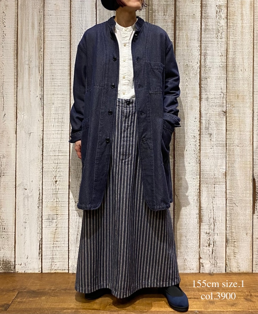 ISNAM2572(ジャケット) WOOL COTTON TWILL BANDED COLLAR LONG JACKET