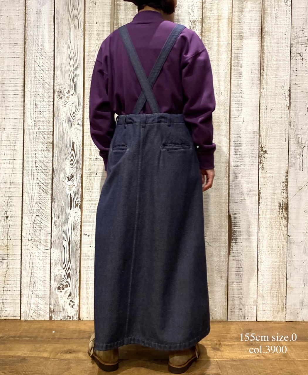 ISNAM2574(スカート) WOOL COTTON TWILL ADJUSTER TACK SKIRT WITH SUSPENDERS
