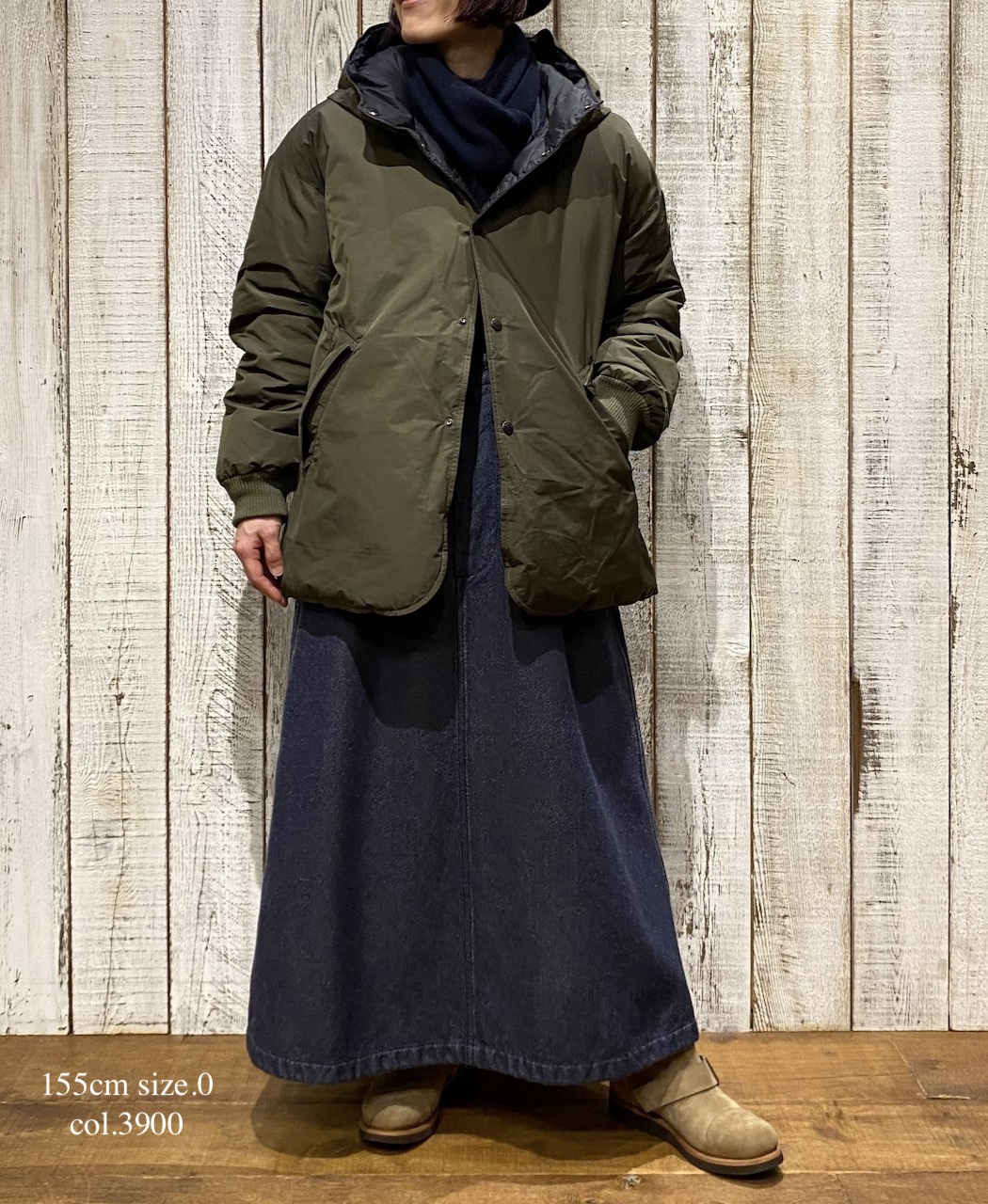 ISNAM2574(スカート) WOOL COTTON TWILL ADJUSTER TACK SKIRT WITH SUSPENDERS