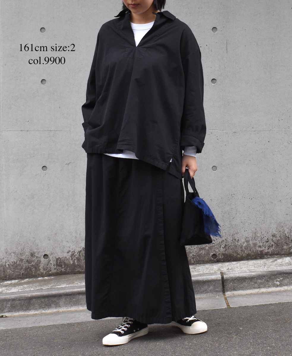 INAM2556PD(キュロット) 40s POPLIN OVER DYE WRAP CULOTTES WITH SEAM POCKET