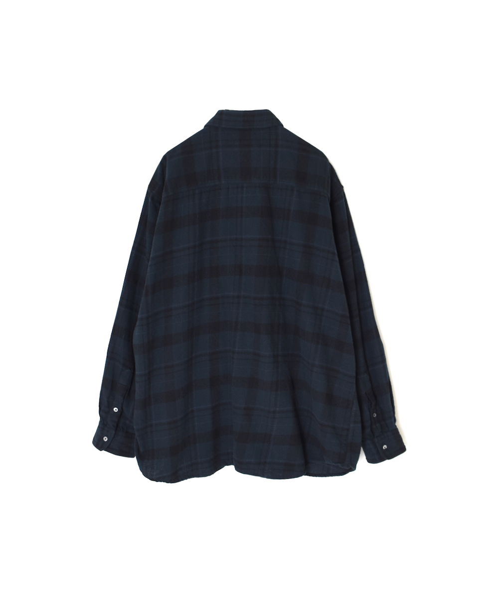NVL2571D(シャツ) COTTON FLANNEL CHECK OVERDYE REGULAR COLLAR L/SL OVERSIZED SHIRT