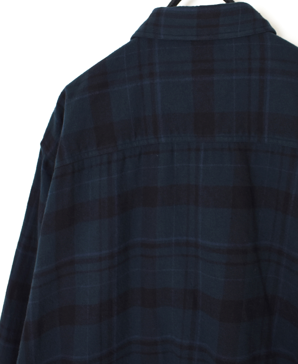 NVL2571D(シャツ) COTTON FLANNEL CHECK OVERDYE REGULAR COLLAR L/SL OVERSIZED SHIRT