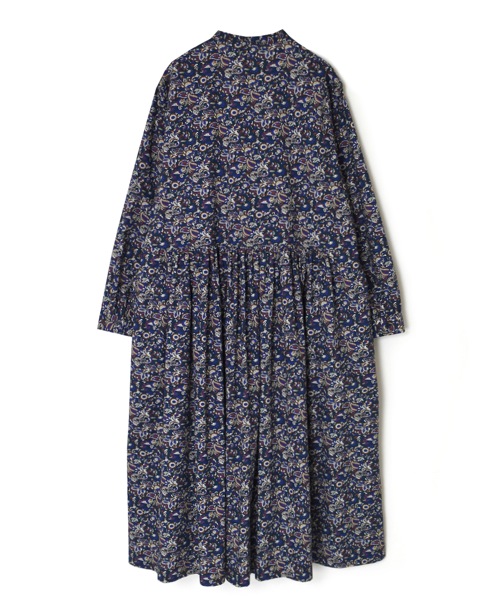 NSL25552(ワンピース) 40s POPLIN MEDIUM FLOWER PRINT BANDED COLLAR DRESS