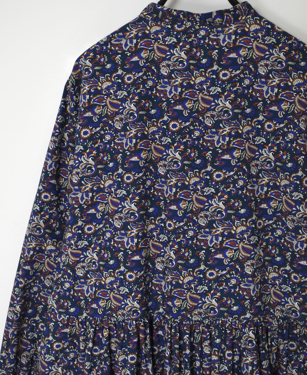 NSL25552(ワンピース) 40s POPLIN MEDIUM FLOWER PRINT BANDED COLLAR DRESS