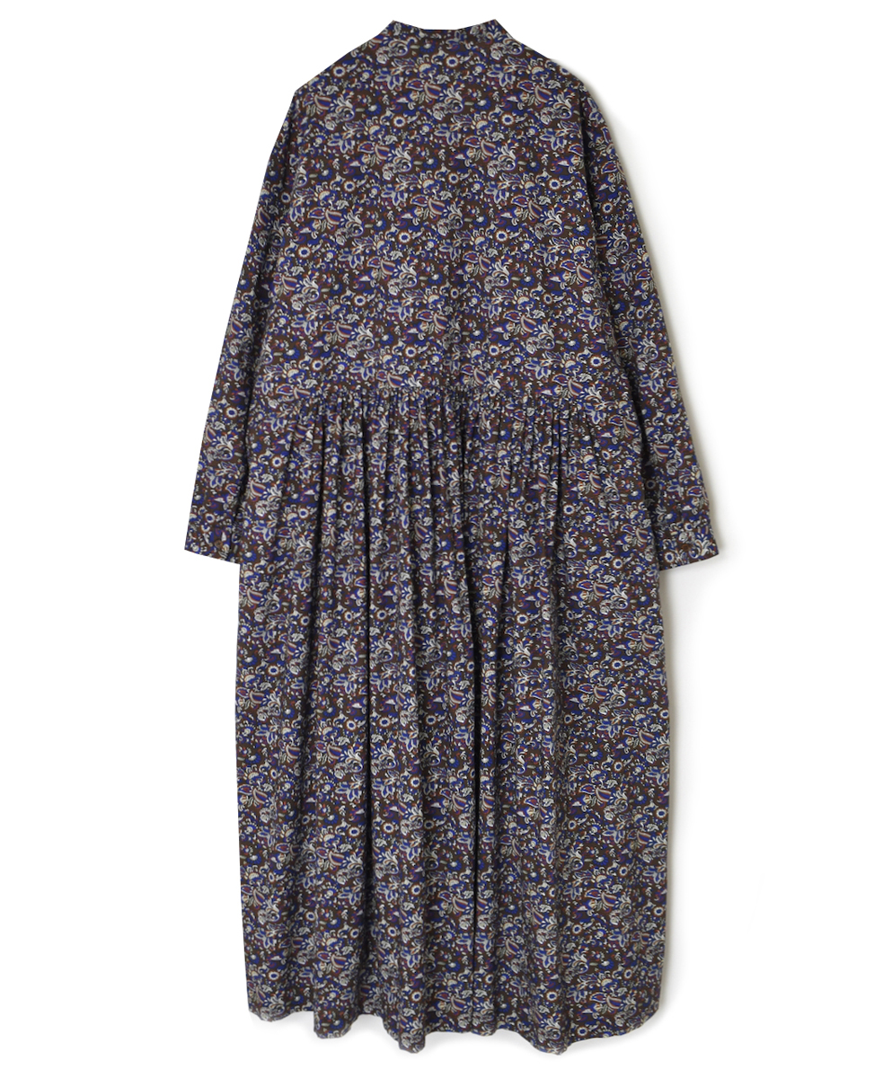 NSL25552(ワンピース) 40s POPLIN MEDIUM FLOWER PRINT BANDED COLLAR DRESS