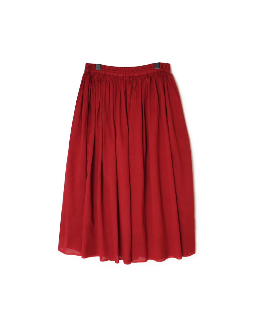 NMDS25545(スカート) PLAIN COTTON SILK RAJASTHAN TUCK GATHERED SKIRT WITH LINING