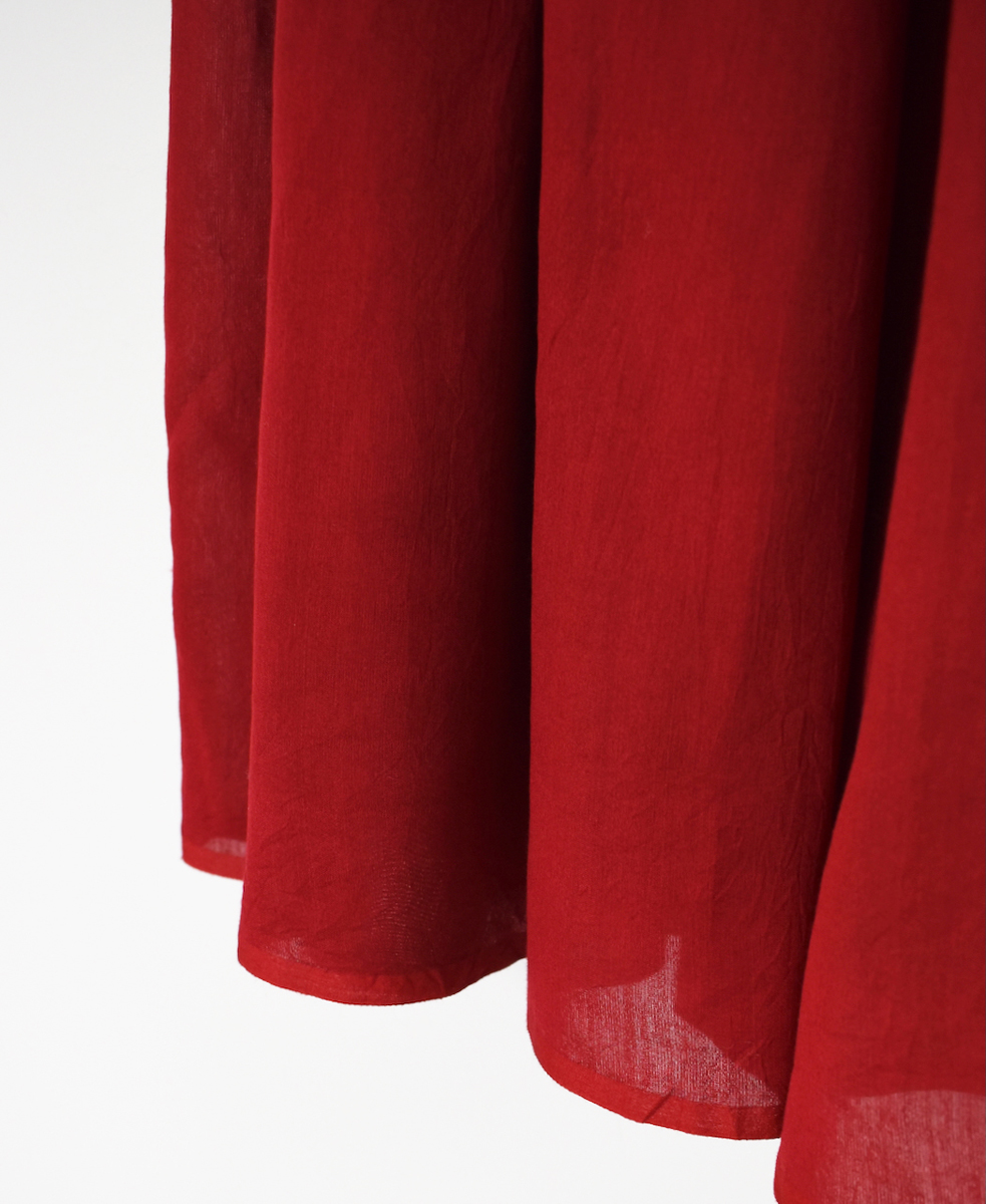 NMDS25545(スカート) PLAIN COTTON SILK RAJASTHAN TUCK GATHERED SKIRT WITH LINING