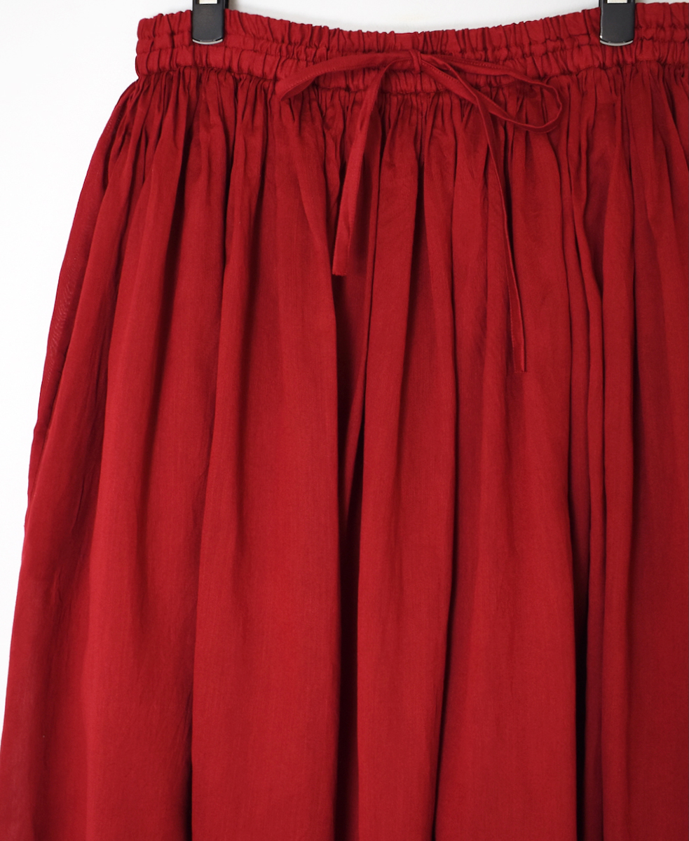 NMDS25545(スカート) PLAIN COTTON SILK RAJASTHAN TUCK GATHERED SKIRT WITH LINING