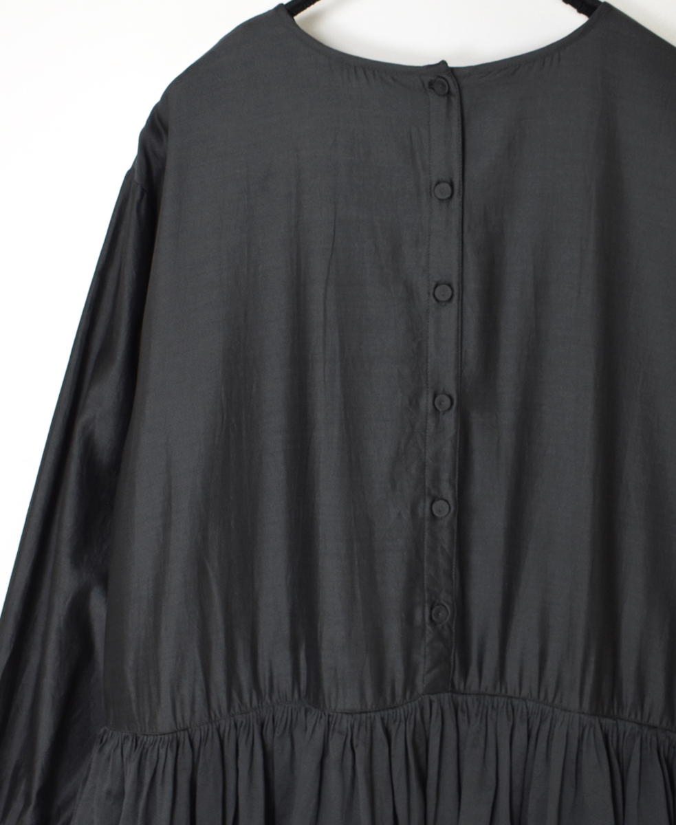 NMDS25544(ワンピース)  PLAIN COTTON SILK RAJASTHAN TUCK GATHERED DRESS