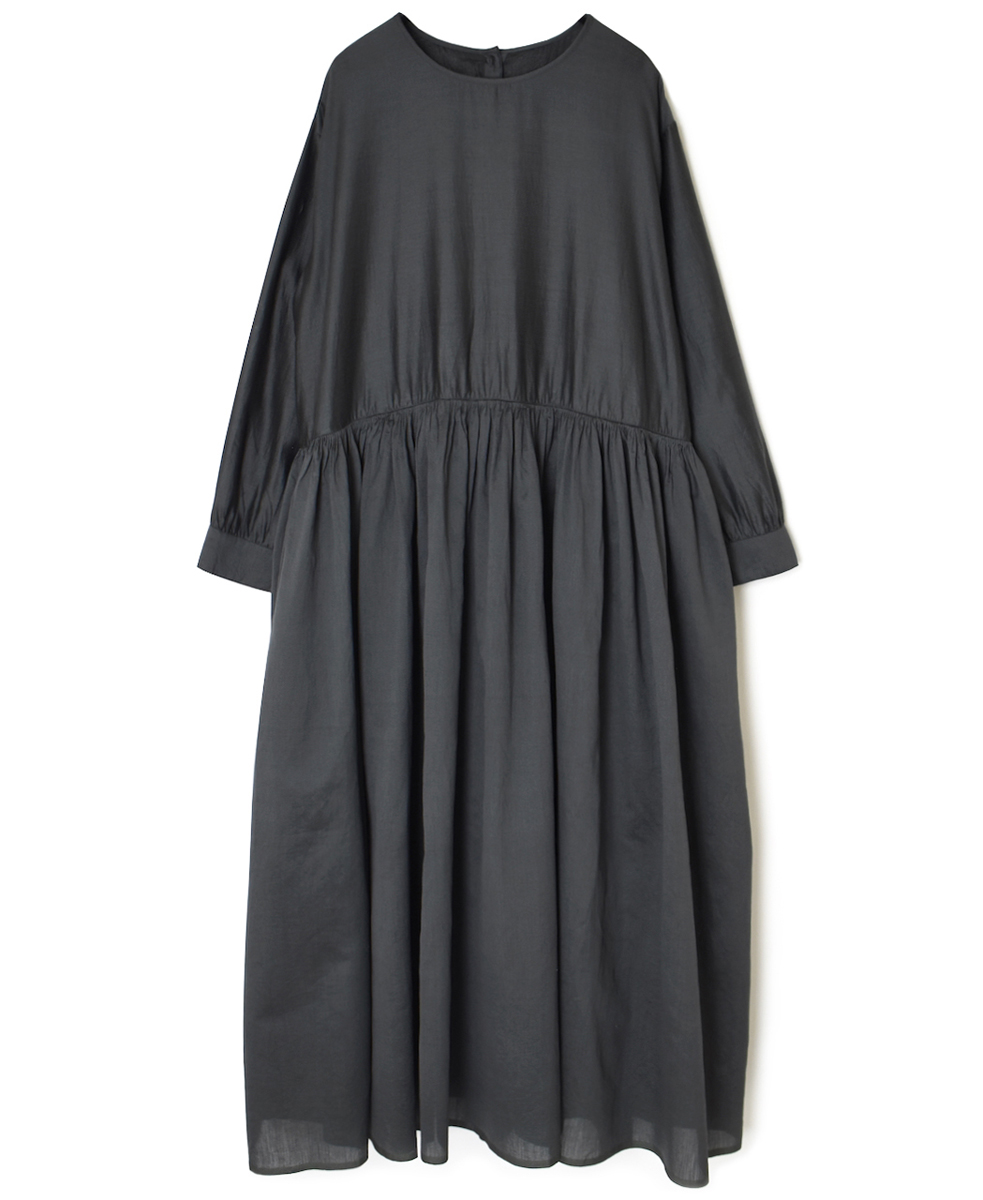 NMDS25544(ワンピース)  PLAIN COTTON SILK RAJASTHAN TUCK GATHERED DRESS